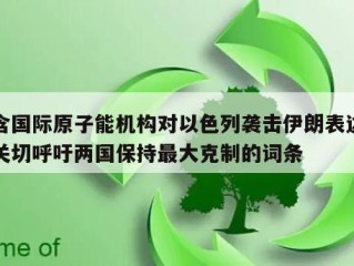 包含国际原子能机构对以色列袭击伊朗表达严重关切呼吁两国保持最大克制的词条